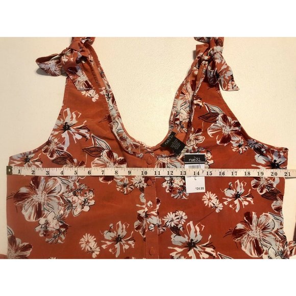 Rue21 Romper Large Orange Floral Tie Shoulder NEW - Picture 5 of 7